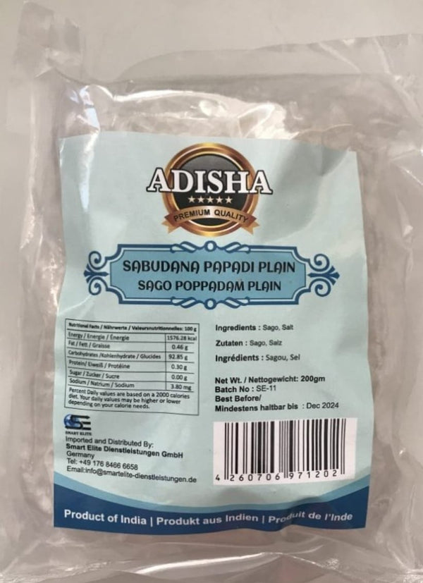 Adisha Sago Papad Plain 200g